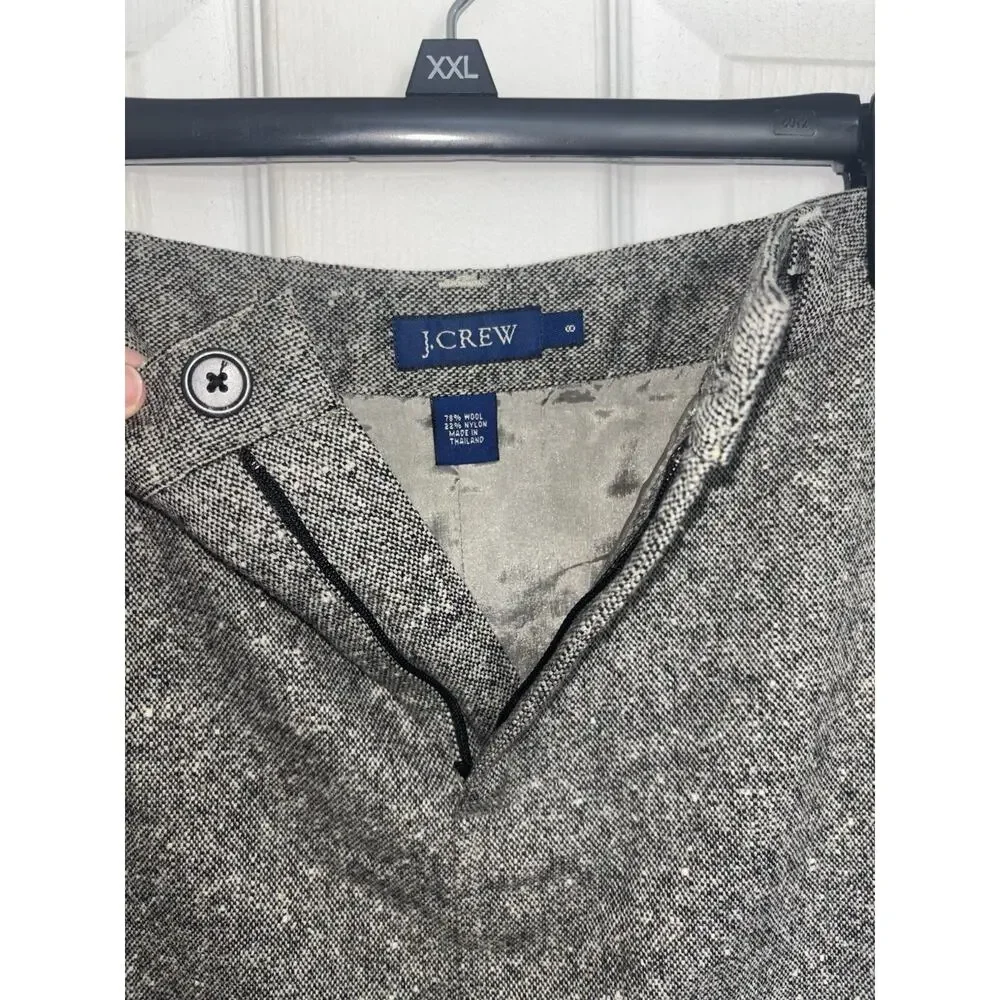 Y2K J Crew Wool Blend Mini Cargo Skirt Flap Pockets Tweed Academia Preppy